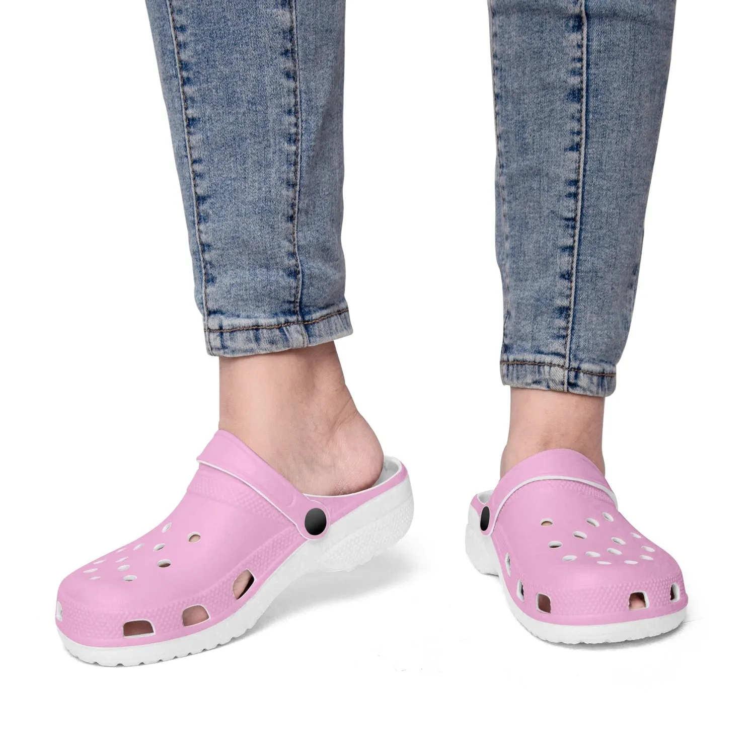 Light Pink Color Unisex Clogs, Best Solid Pastel Pink Color Unisex Classic Lightweight Best Sandals For Men or Women