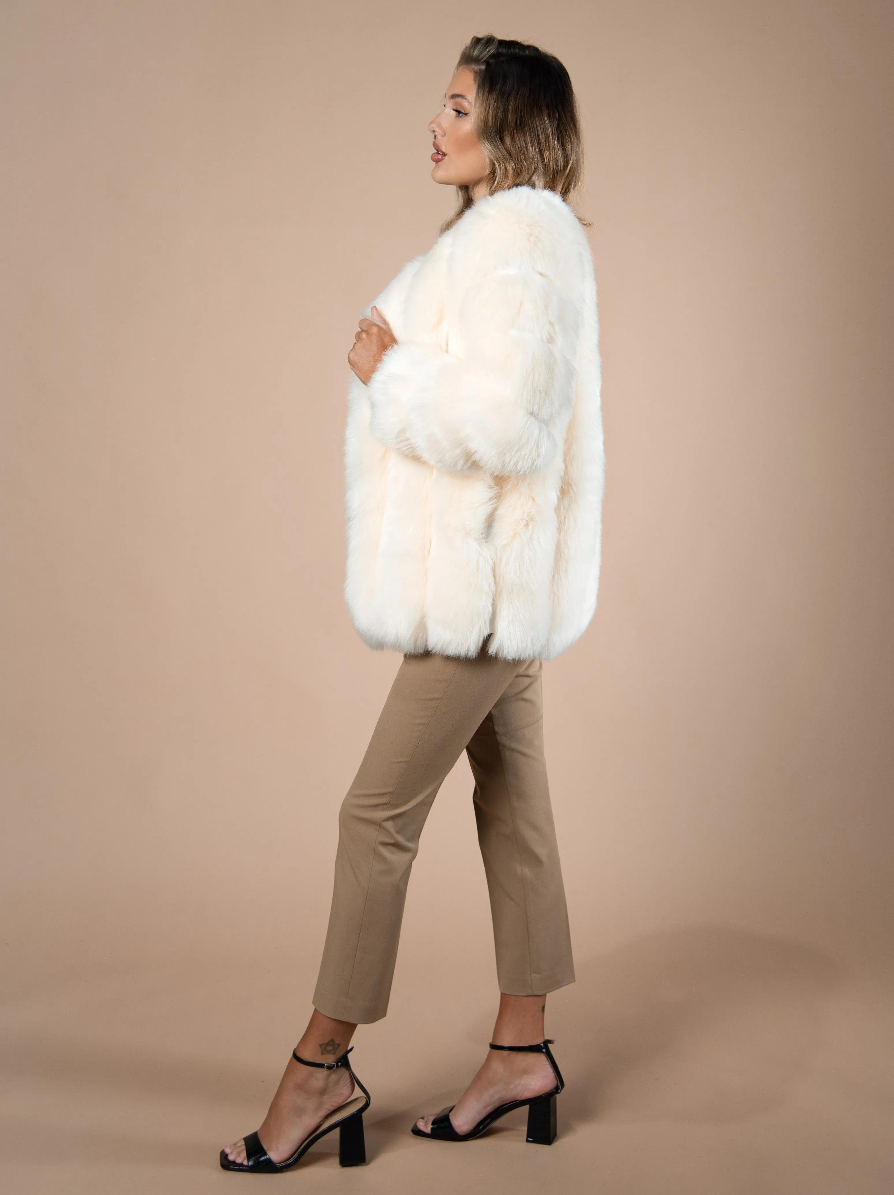 Long Straight Faux Fur Coat