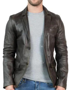 Mans's Leather Coat Brown Leather Blazer