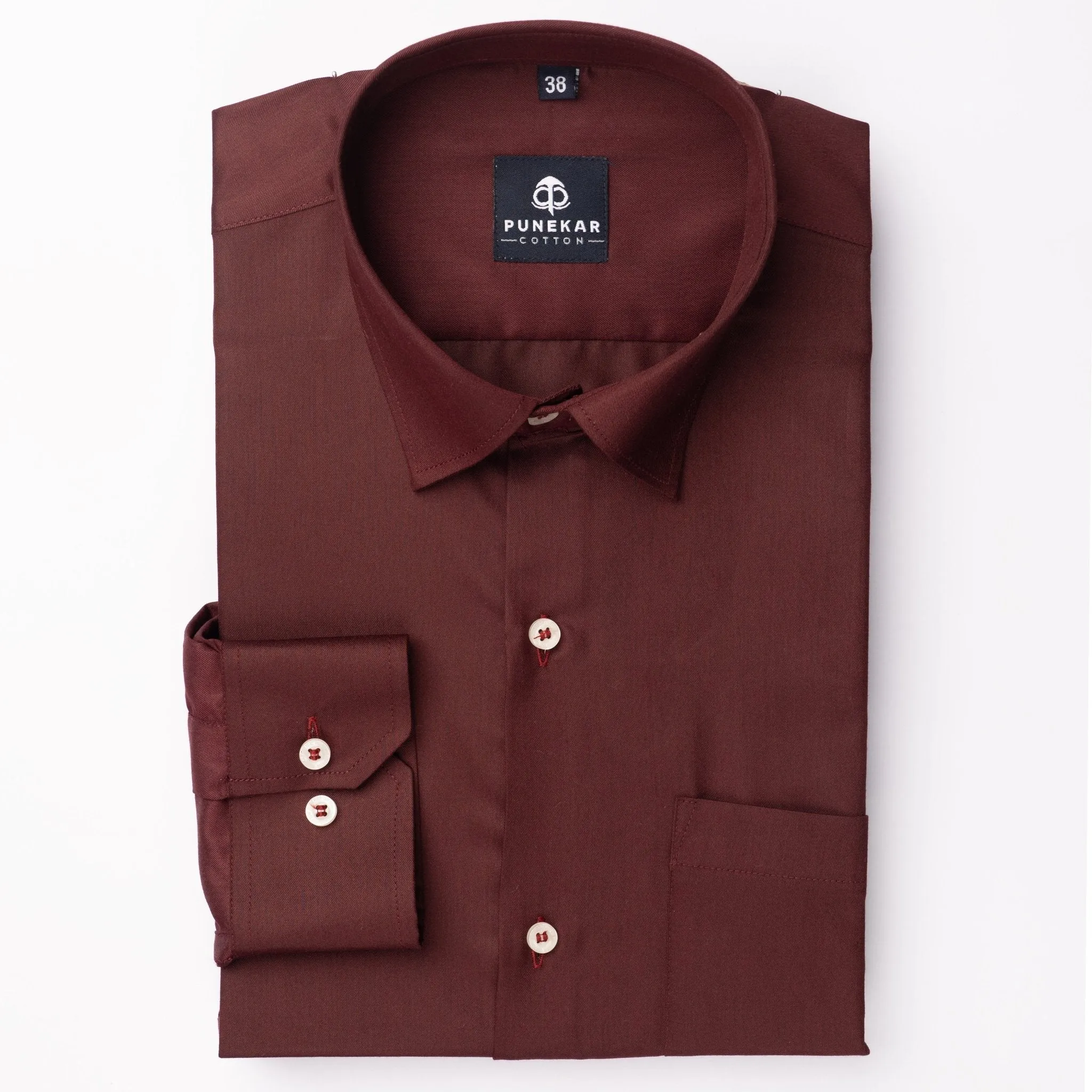 Maroon Soft Satin Cotton Shirt For Men