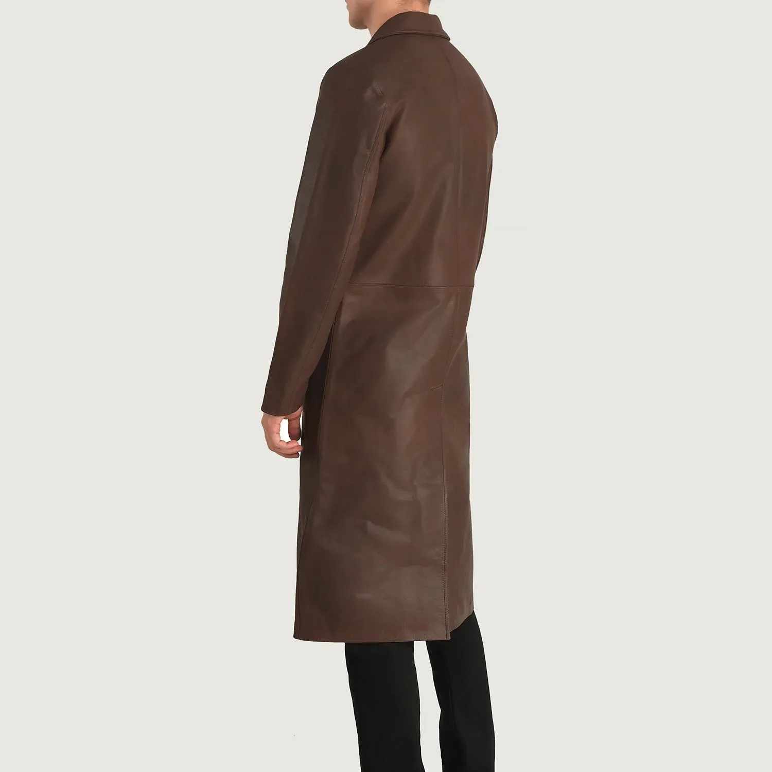 Mateo Brown Leather Single Breasted Coat