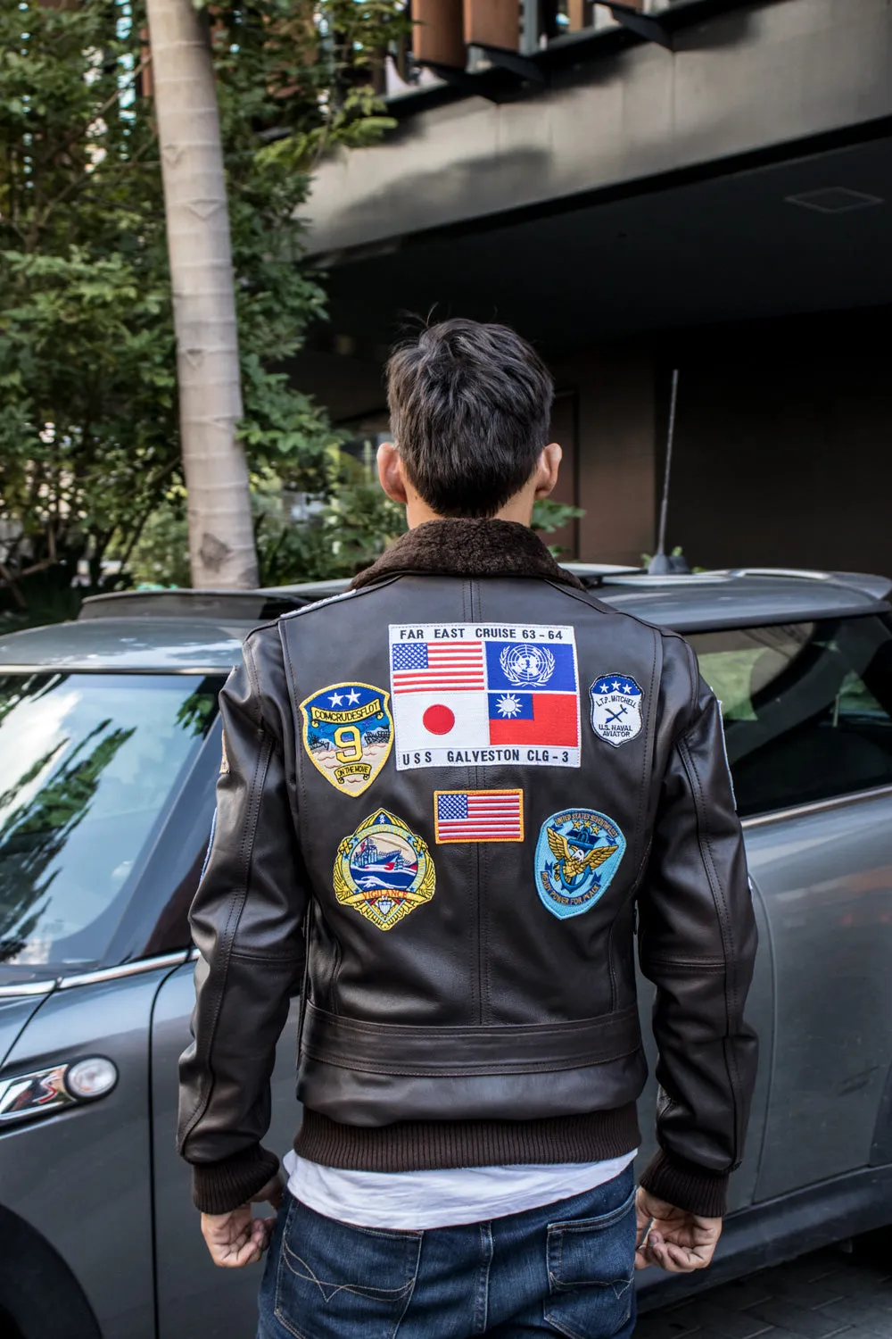 MAVERICK Pilot Leather Jacket Shearling Brown - TOP GUN Movie Inspired