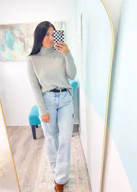 'Melinda' Heather Gray Turtleneck Sweater