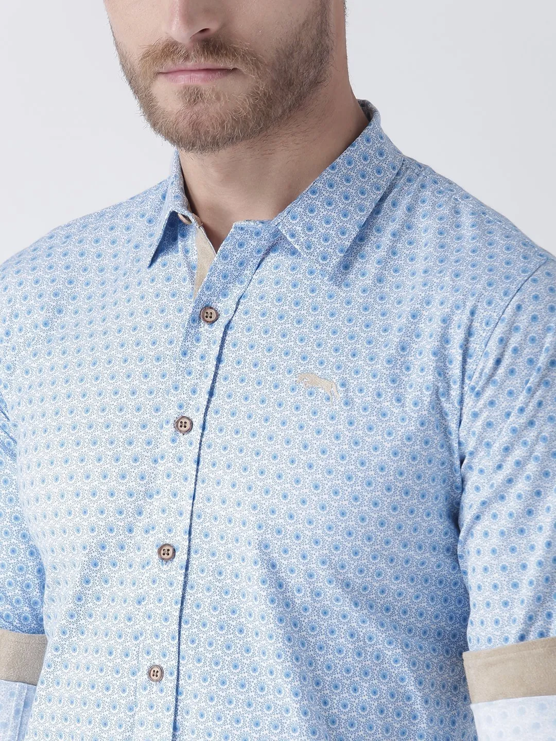 Men Blue Regular Fit Printed Casual Shirt