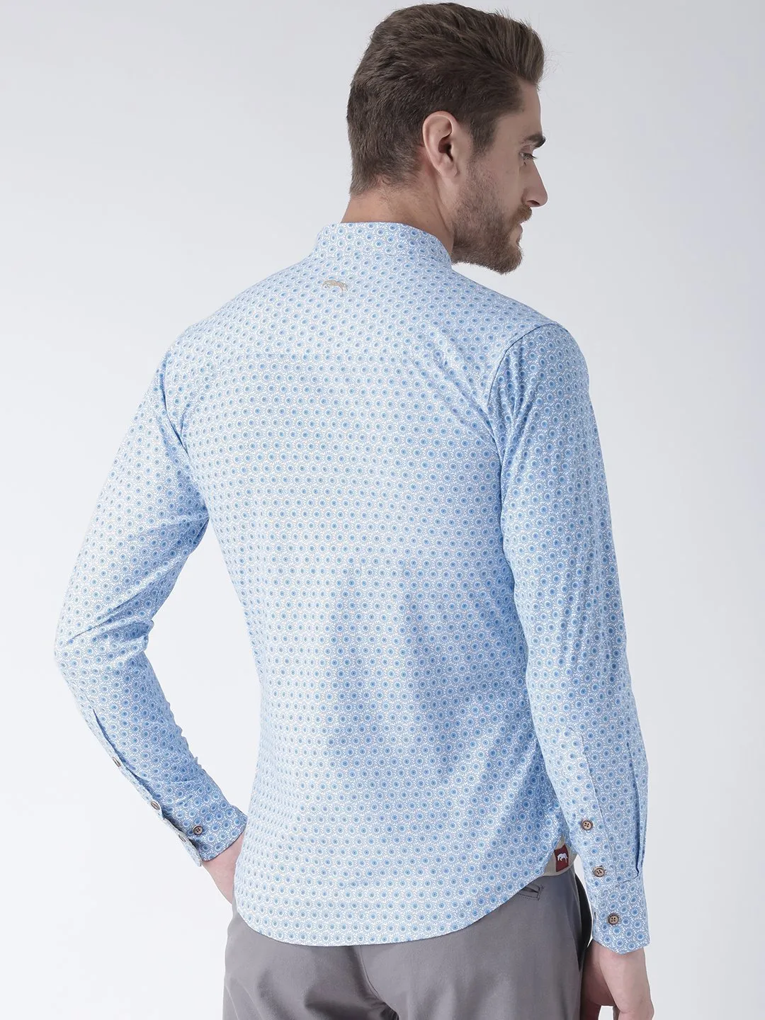 Men Blue Regular Fit Printed Casual Shirt