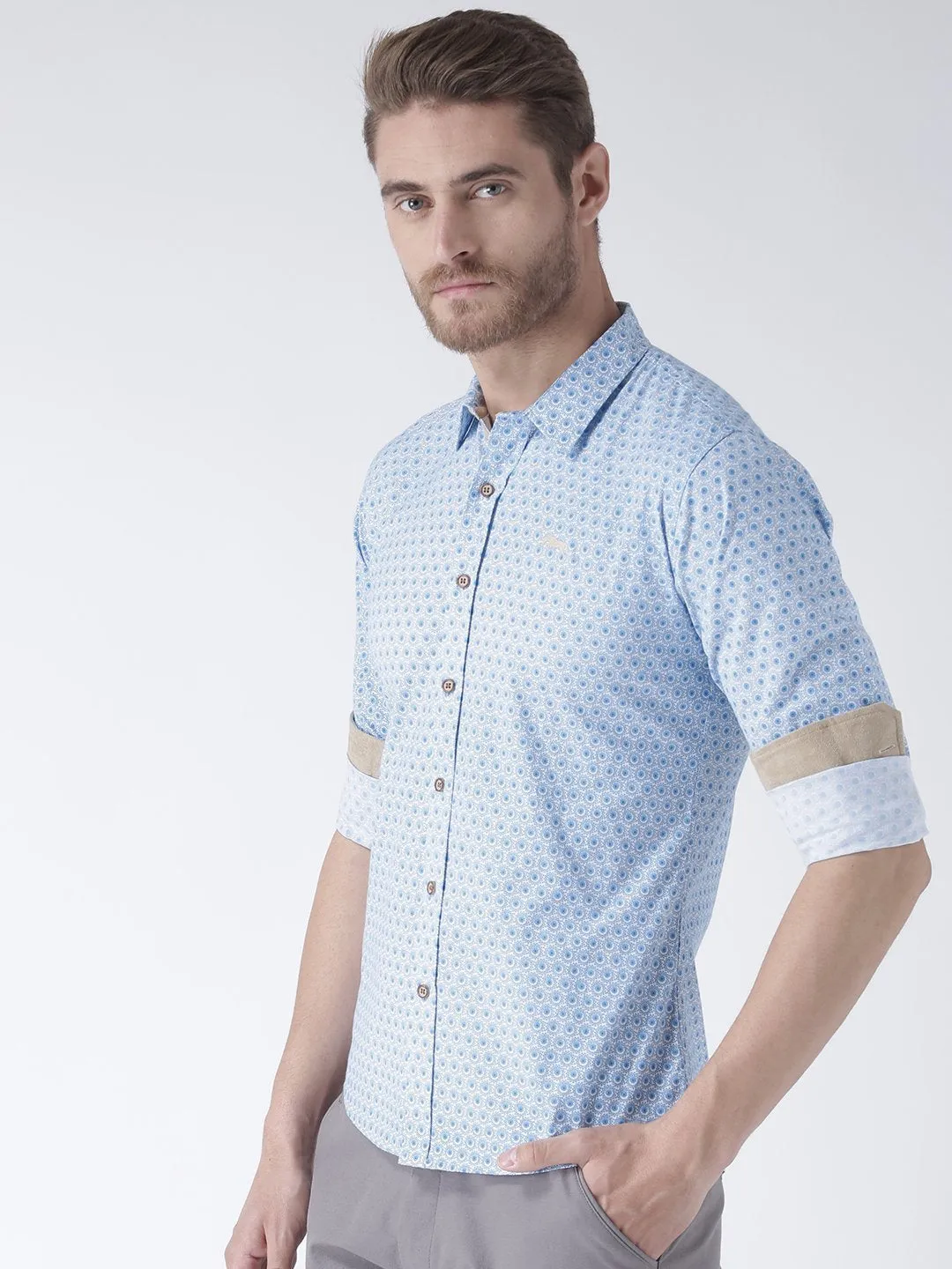 Men Blue Regular Fit Printed Casual Shirt