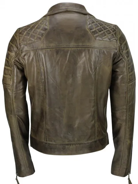 Men's Brown Sheep Leather Vintage Style Biker Fashion Casual Leather Jacket