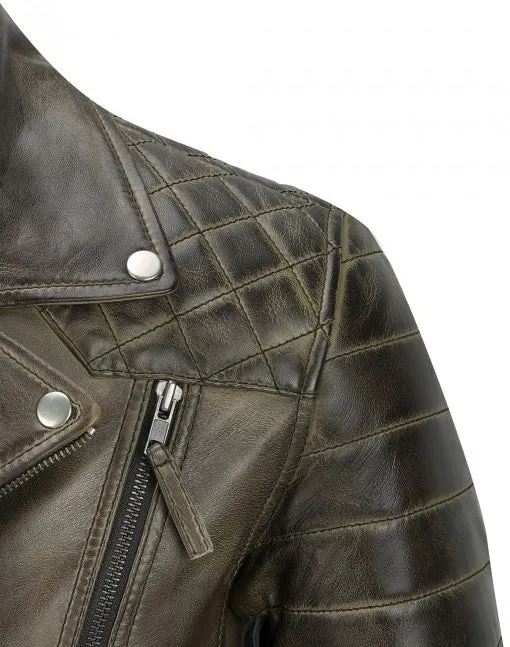 Men's Brown Sheep Leather Vintage Style Biker Fashion Casual Leather Jacket