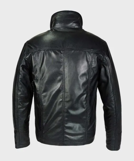 Men's Classic Black Real Leather Jacket