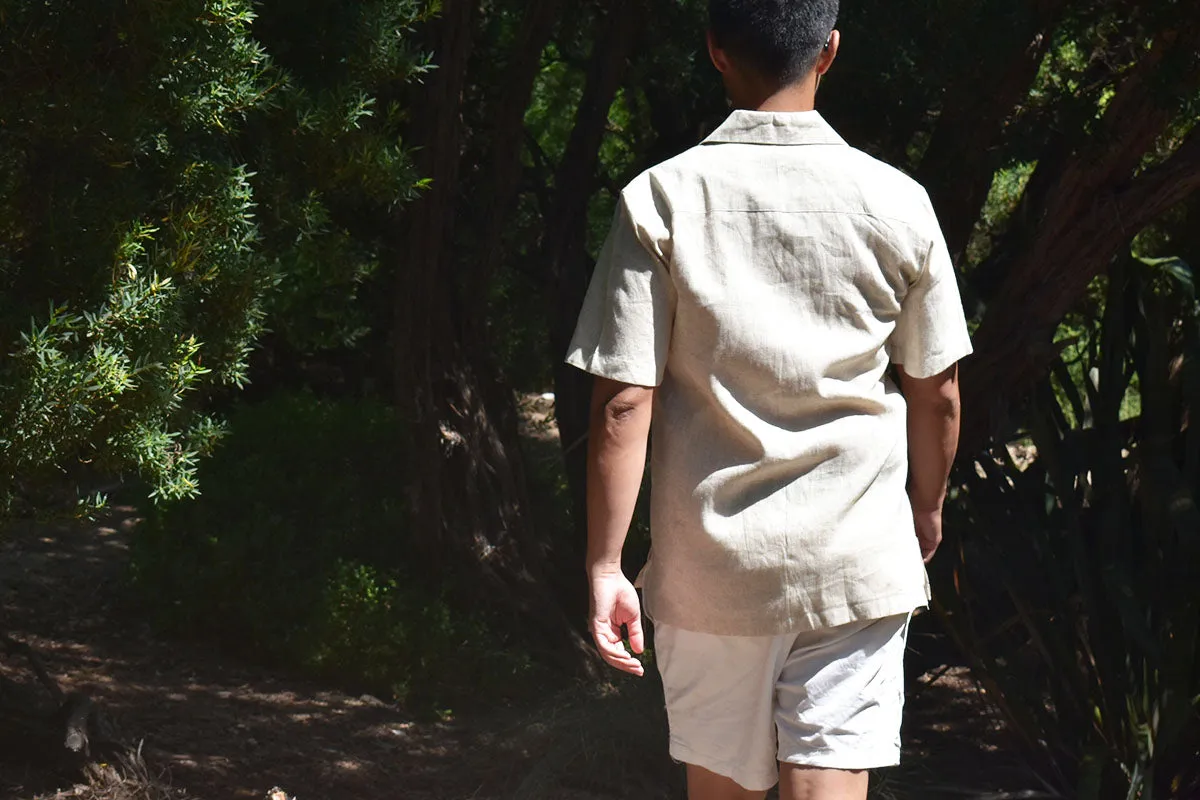 Men’s Short Sleeve Linen Shirt - Beige