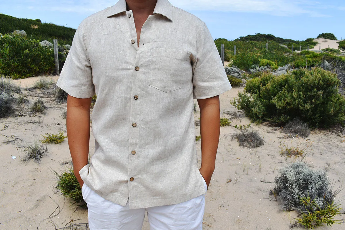 Men’s Short Sleeve Linen Shirt - Beige