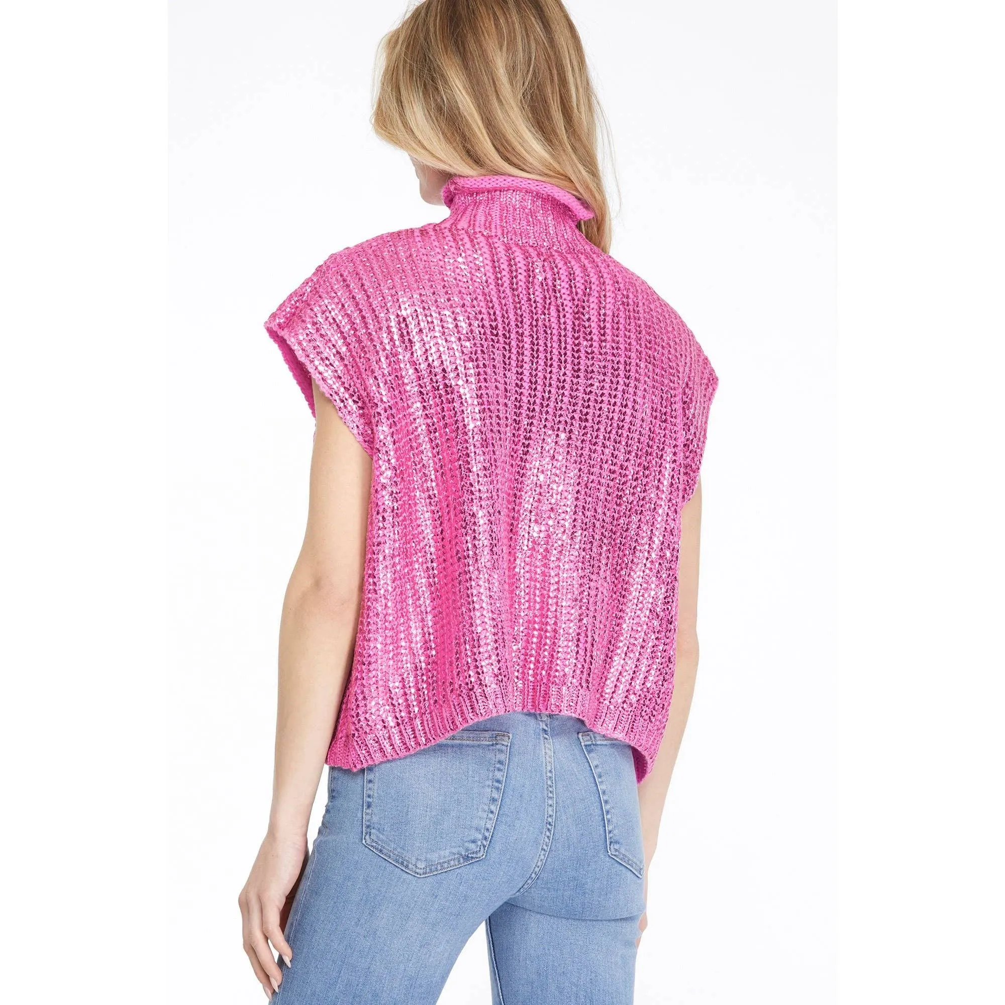 METALLIC FOIL SWEATER TOP