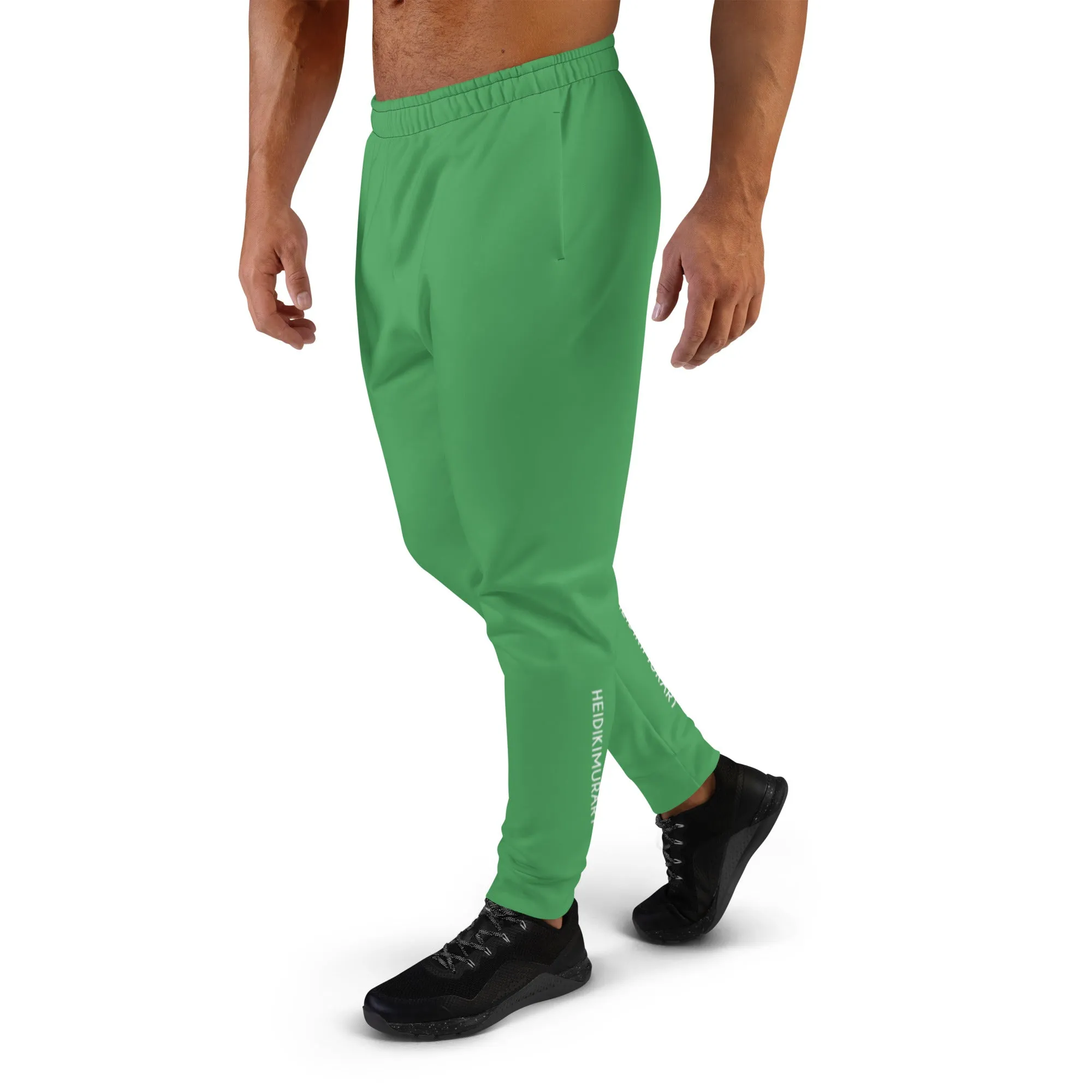 Mint Green Men's Joggers, Green Solid Color Joggers Athletic Gym Slim-Fit Pants For Men-Made in USA/EU/MX