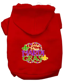 Miss Mardi Gras Screen Print Mardi Gras Dog Hoodie Red Xl