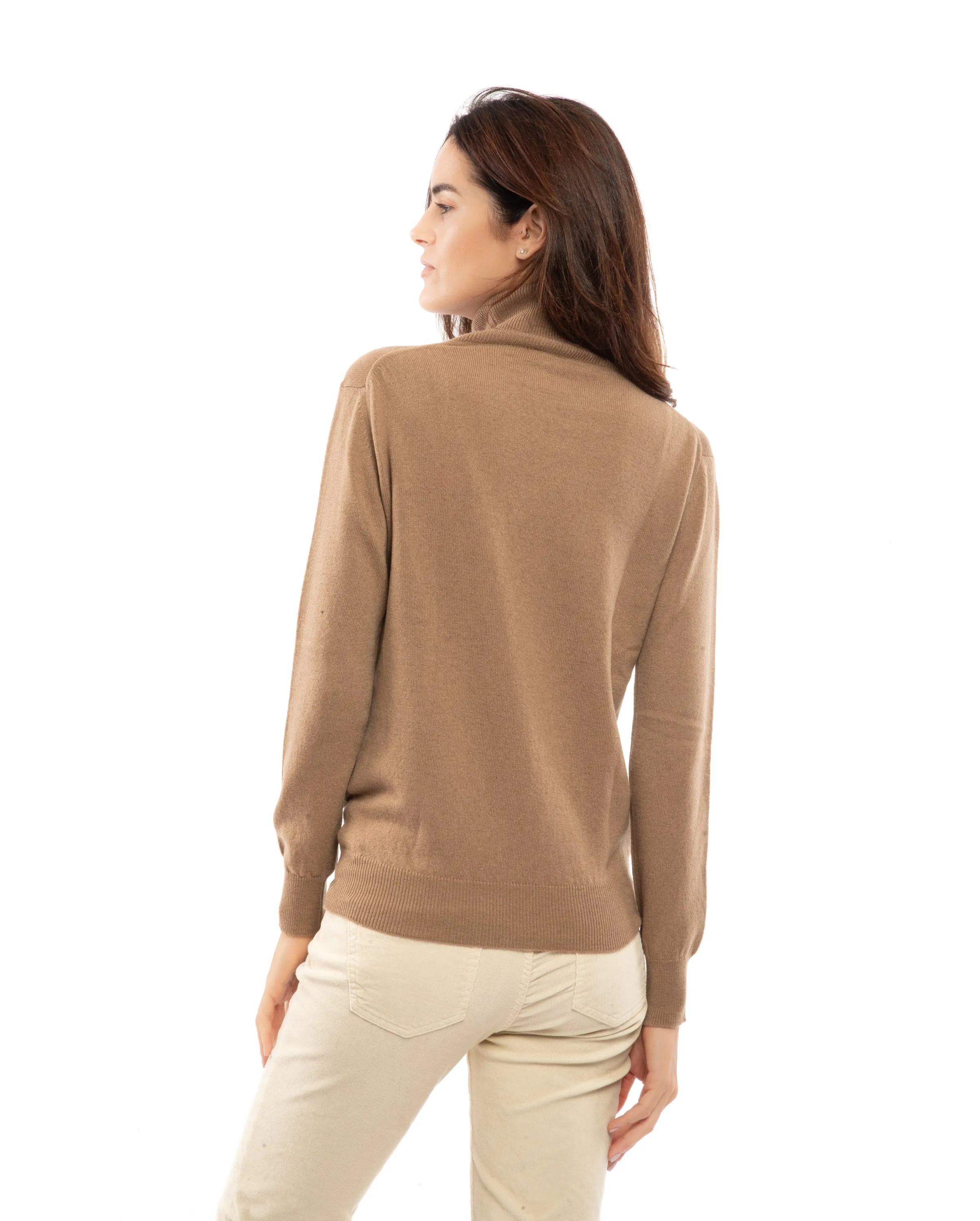 NEW FALL 24 - Women's Pure Cashmere Turtleneck Sweater Melange Gray