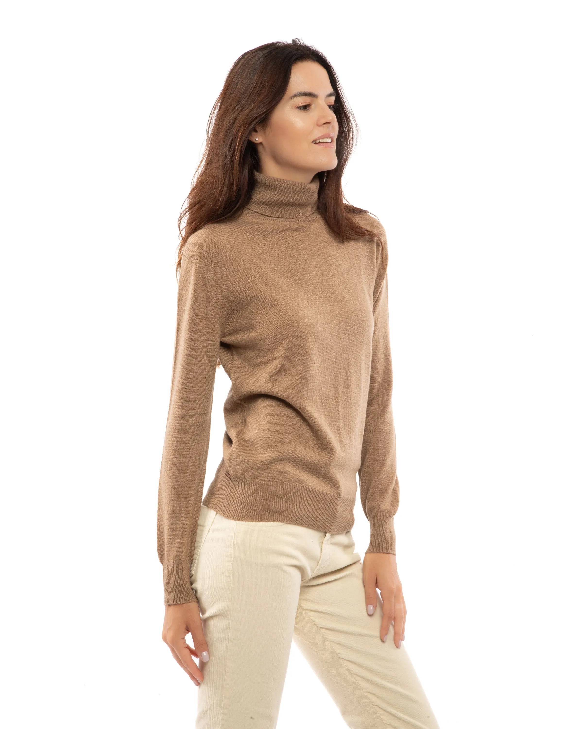 NEW FALL 24 - Women's Pure Cashmere Turtleneck Sweater Melange Gray