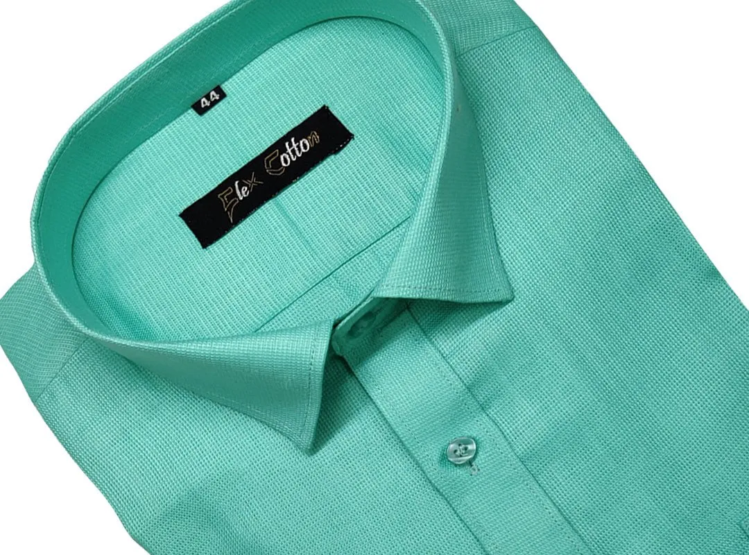 Peacock Green Color Casa View Linen Shirt For Men's