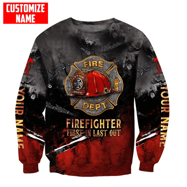 Personalized Name Firefighter First In Last Out Fire Department All Over Printed 3D Shirts