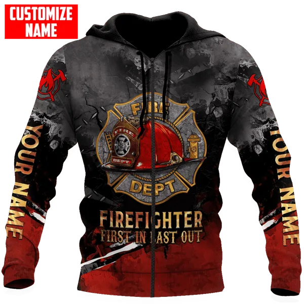 Personalized Name Firefighter First In Last Out Fire Department All Over Printed 3D Shirts