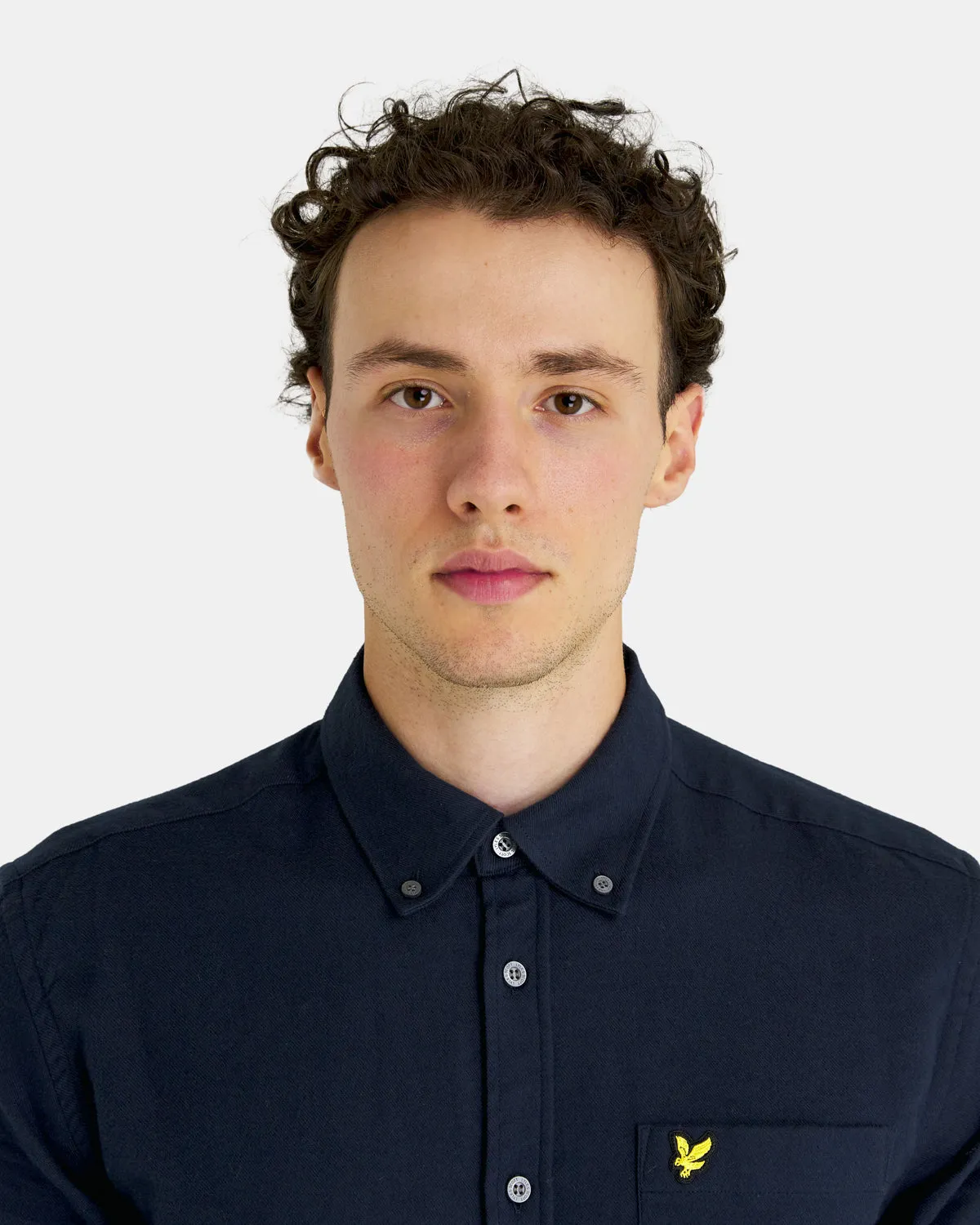 Plain flannel shirt - dark navy