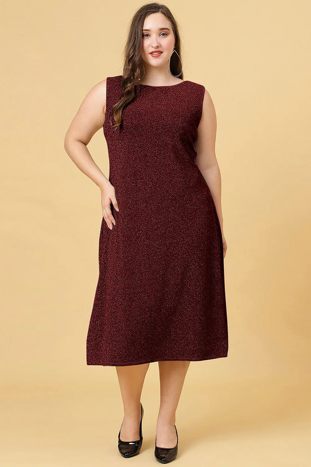 Plus Size Party Wear Shimmer Long Dress for Women