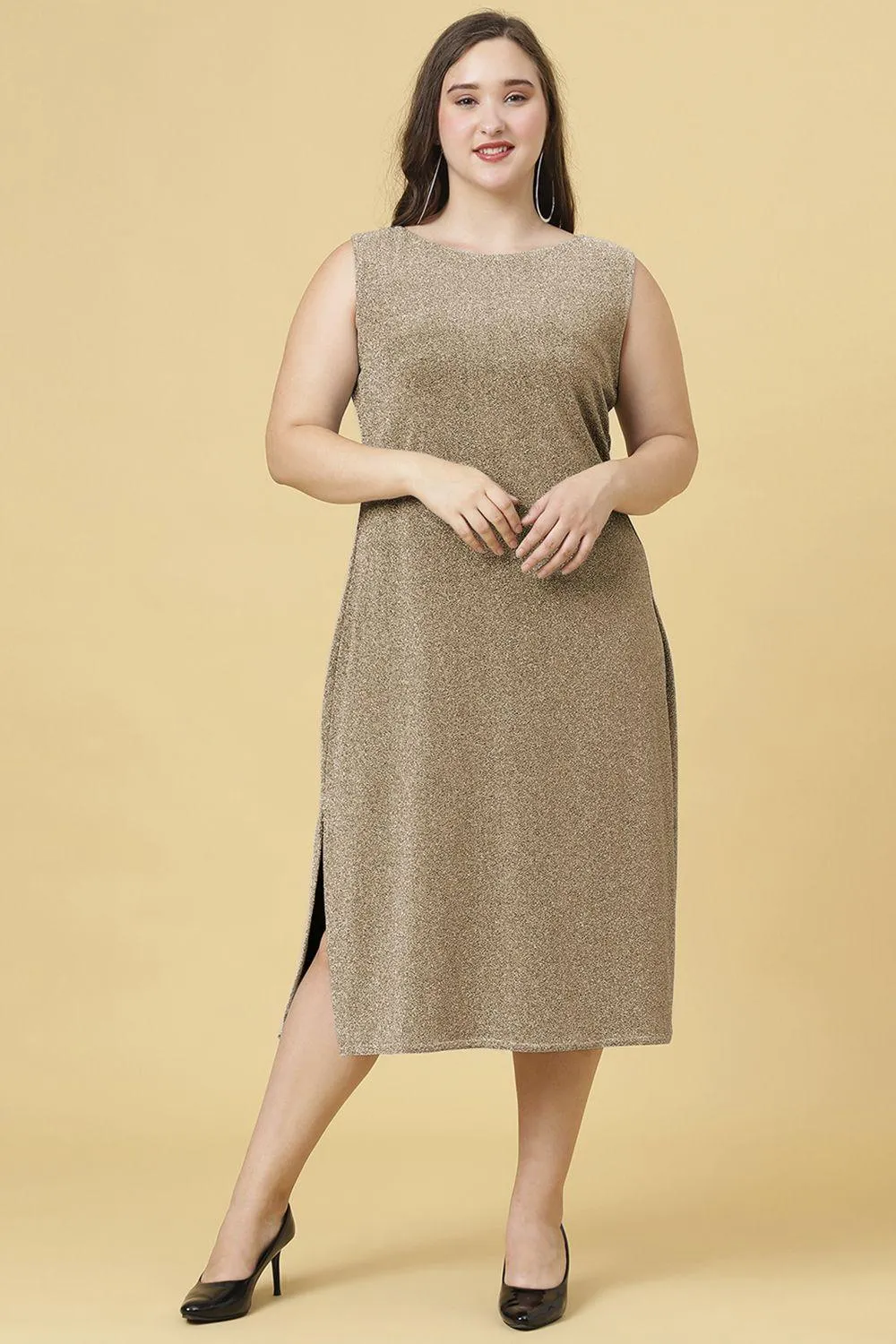 Plus Size Party Wear Shimmer Long Dress for Women