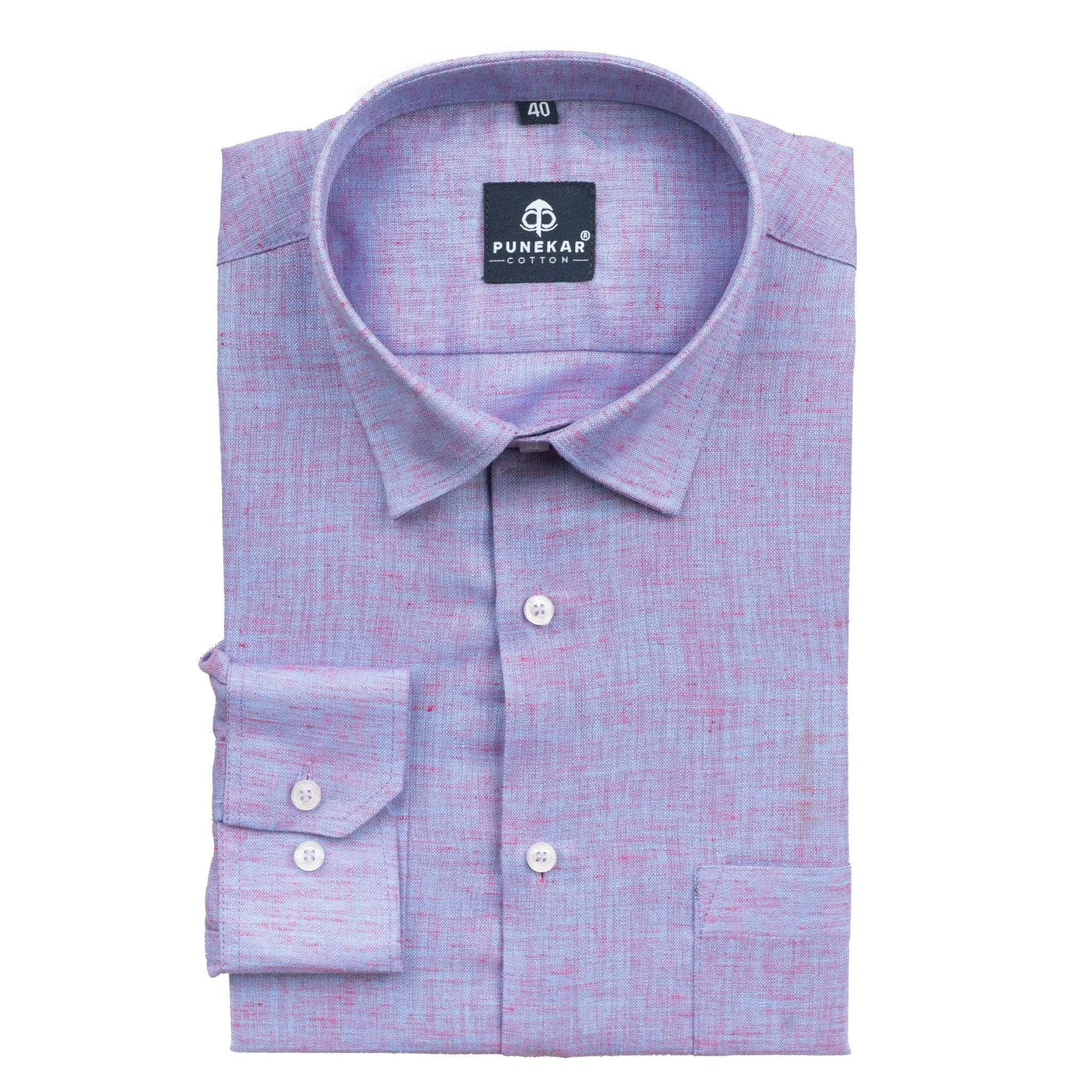 Purple Color Poly Cotton Shirt For Men