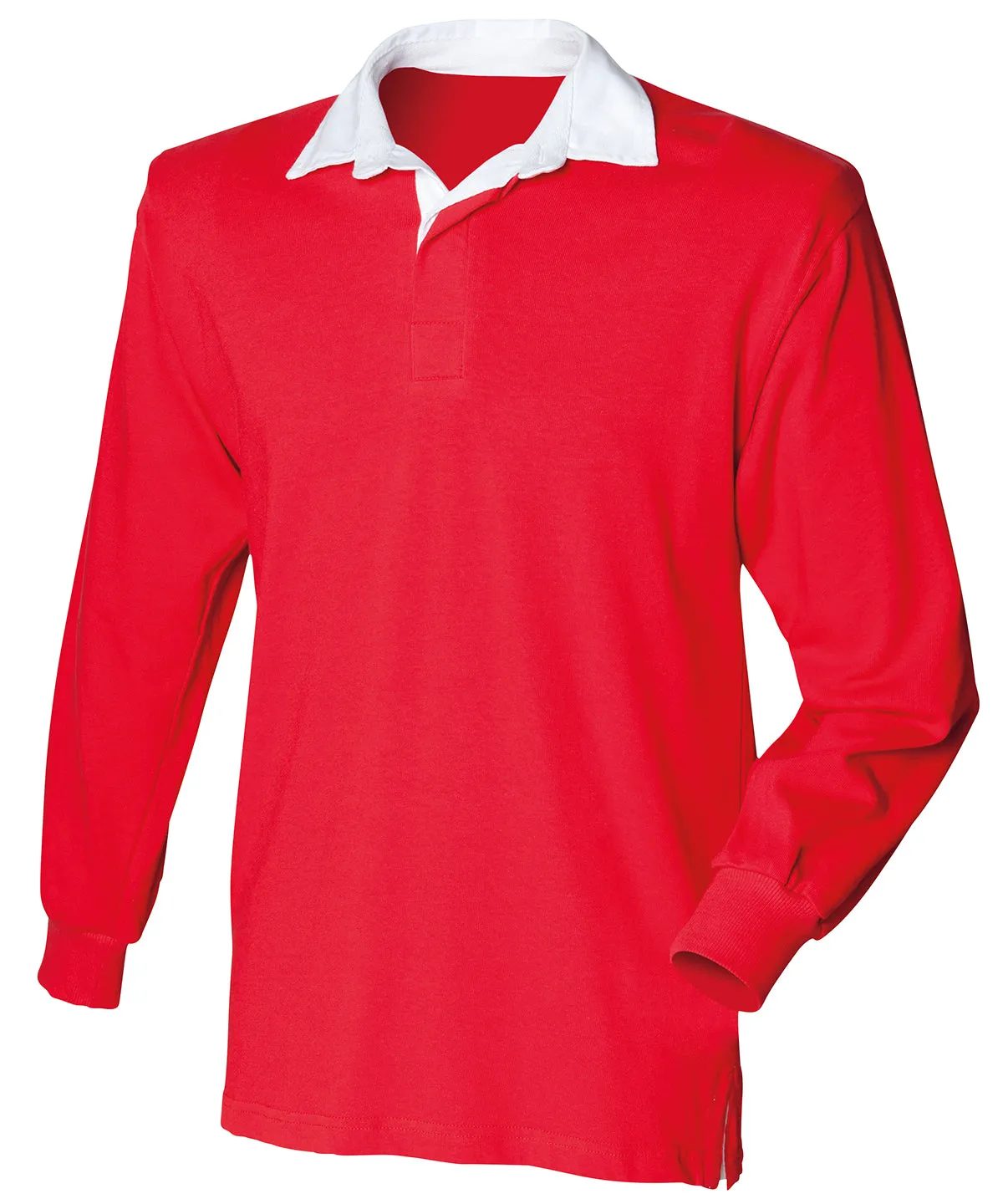 Red - Kids long sleeve plain rugby shirt