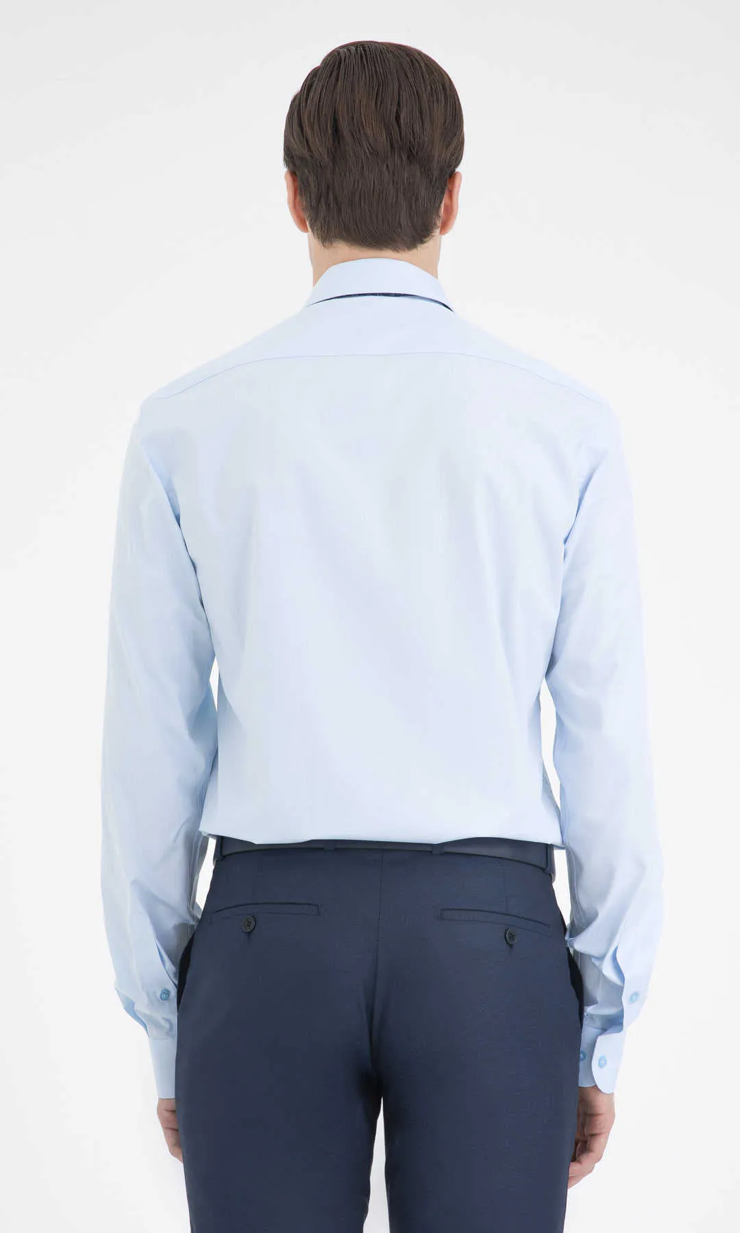 Regular Fit Long Sleeve Cotton Ice Blue Dress Shirt