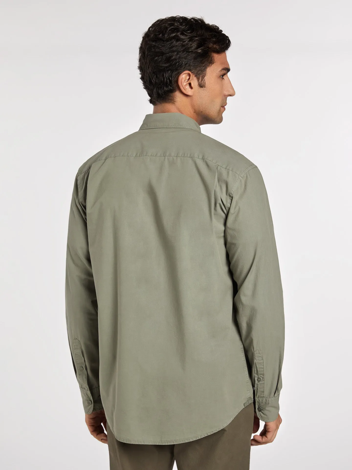 Regular fit plain over dye poplin shirt