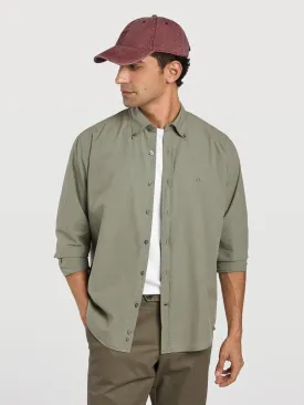 Regular fit plain over dye poplin shirt