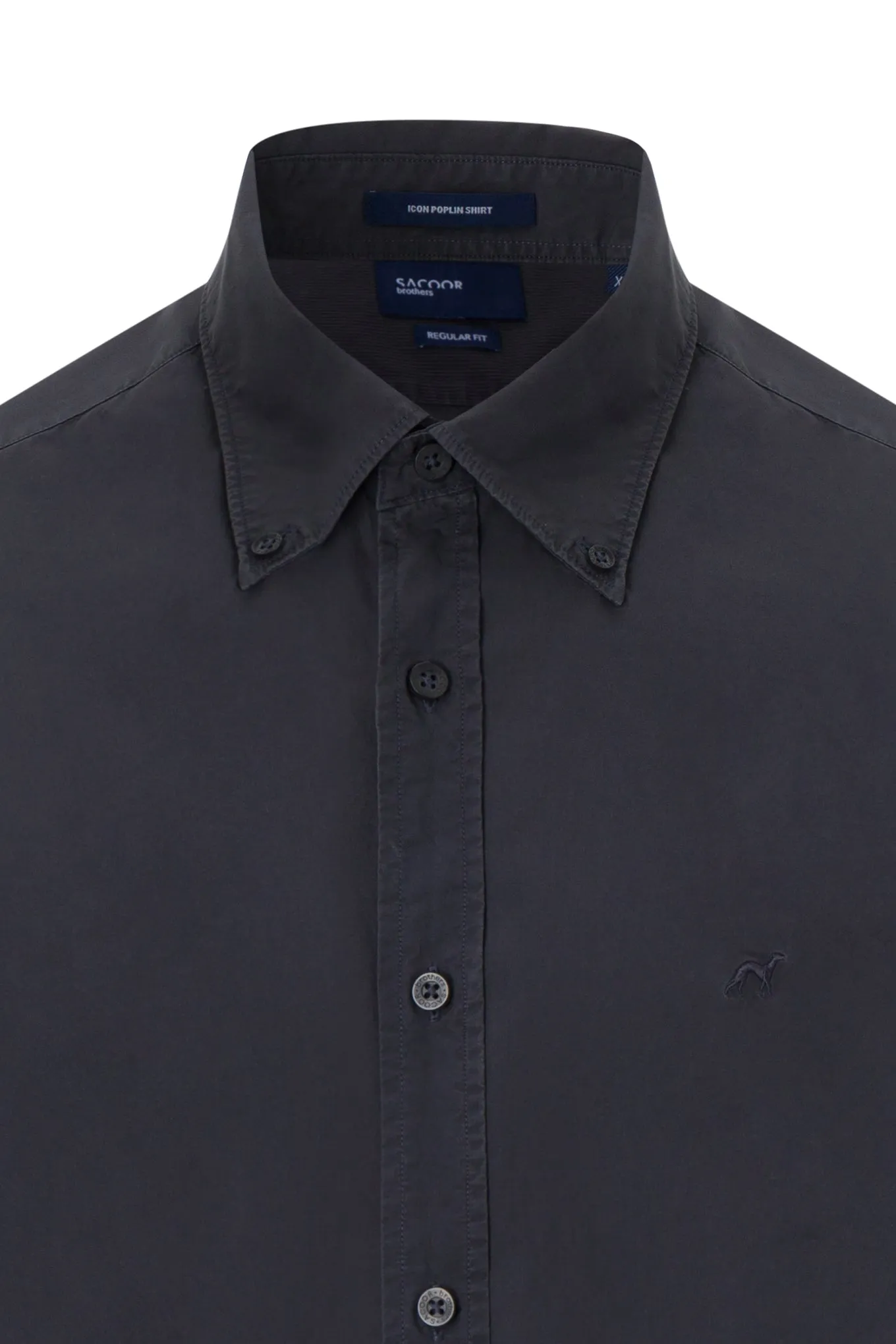 Regular fit plain over dye poplin shirt