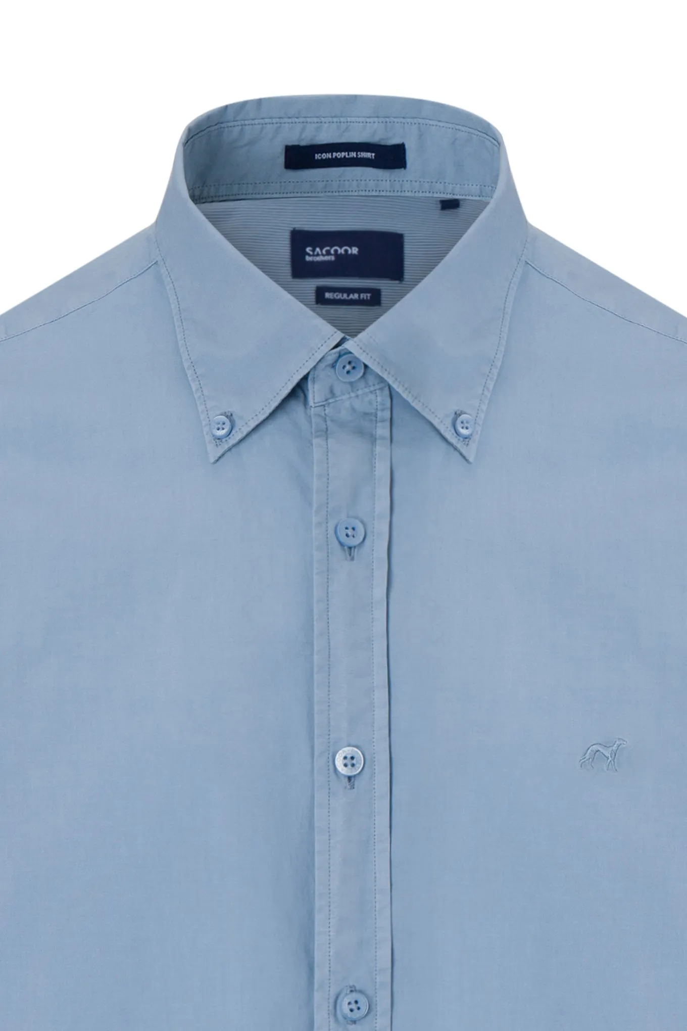 Regular fit plain over dye poplin shirt