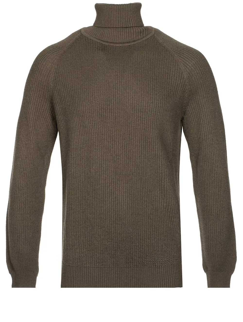 Rollneck Sweater In Ribbed Virgin Wool Leaf Green