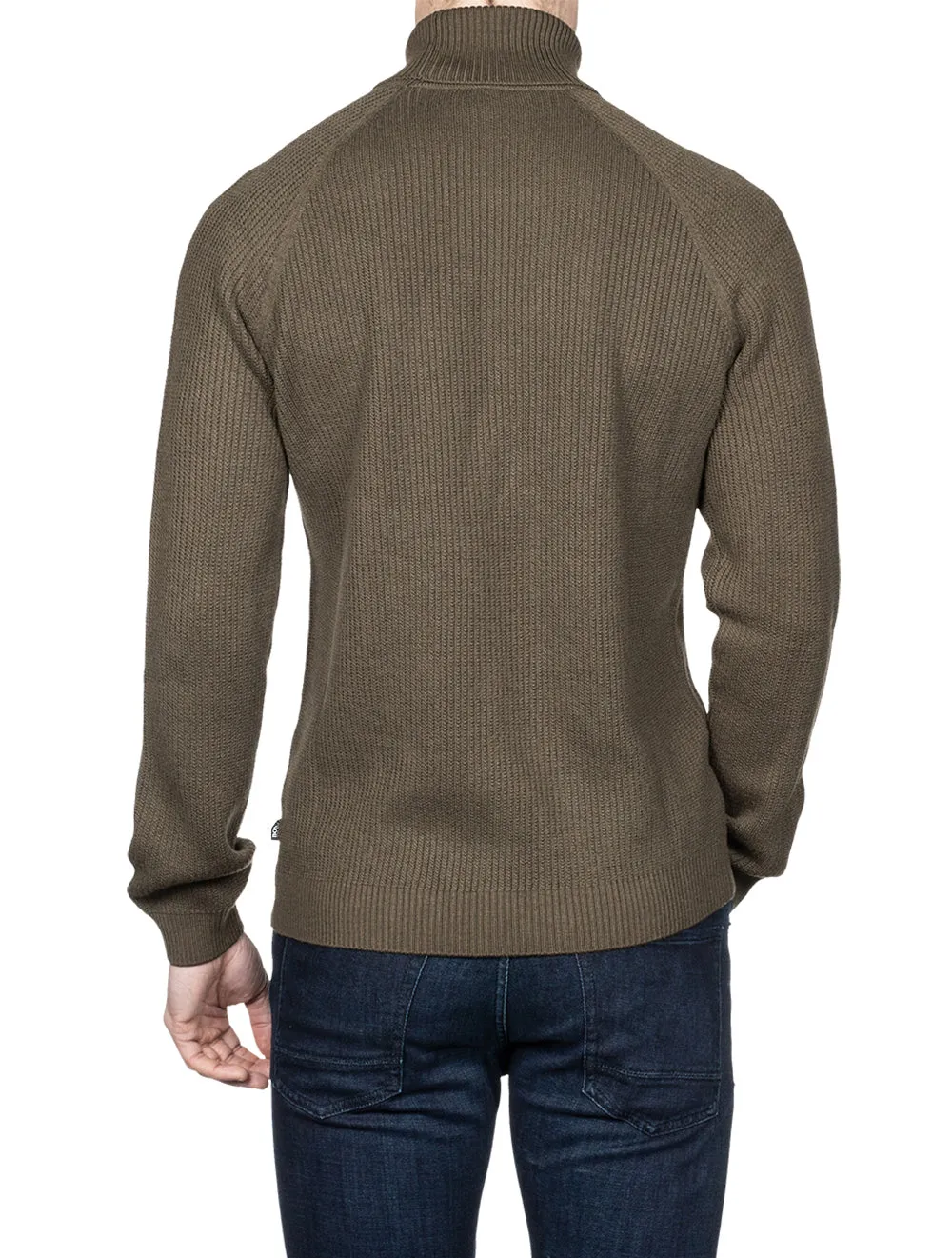 Rollneck Sweater In Ribbed Virgin Wool Leaf Green