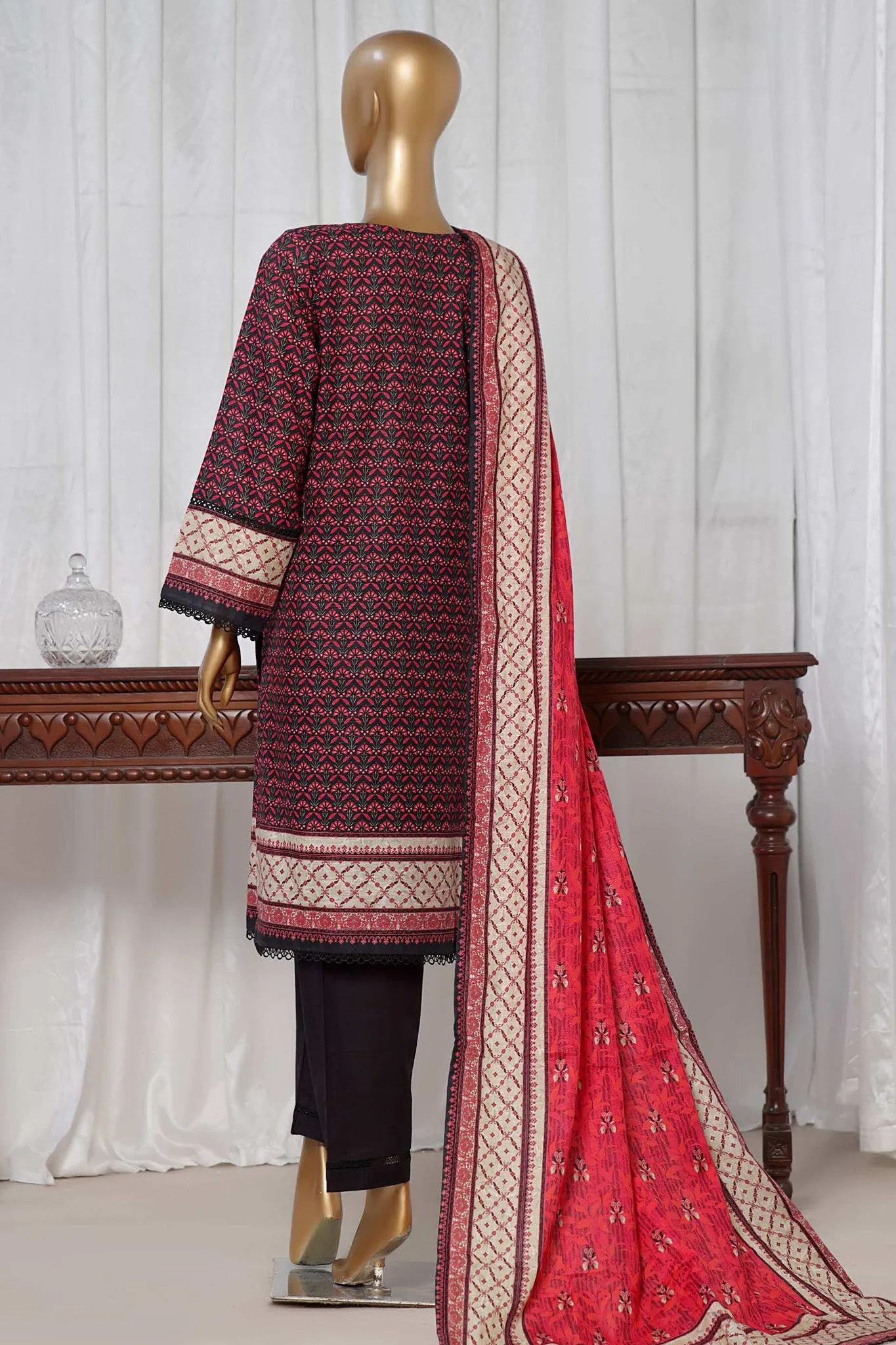 Sada Bahar Stitched 3 Piece Printed Khaddar Collection'2024-D-6641-Maroon