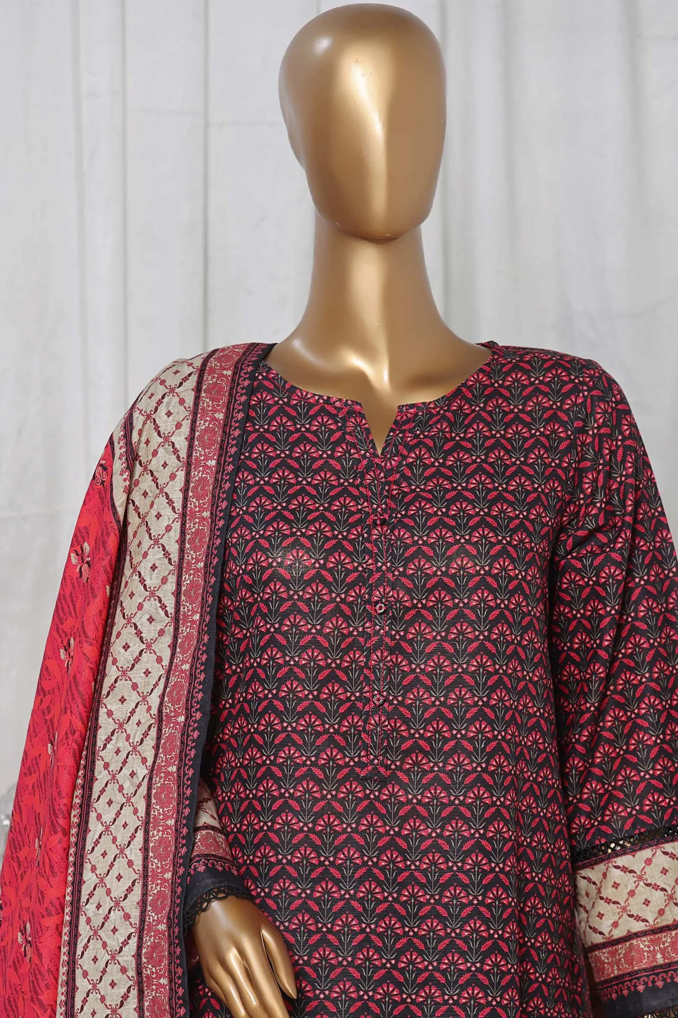 Sada Bahar Stitched 3 Piece Printed Khaddar Collection'2024-D-6641-Maroon