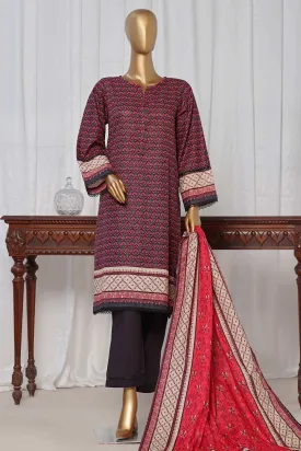 Sada Bahar Stitched 3 Piece Printed Khaddar Collection'2024-D-6641-Maroon