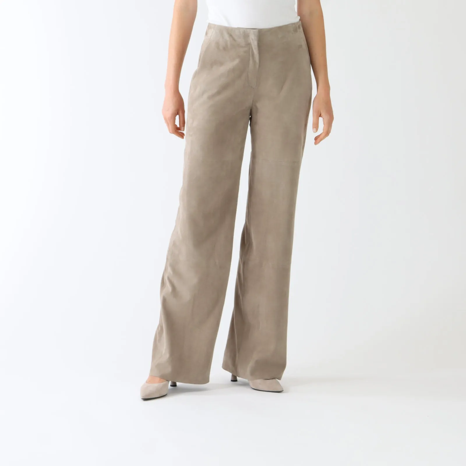 Sage Powder Wigan Velour Leather Pants