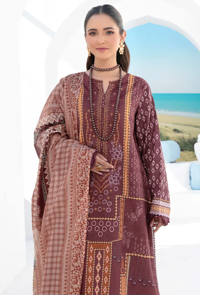 Saira Bano By Humdum Unstitched 3 Piece Emb Lawn Collection'2024-D-07