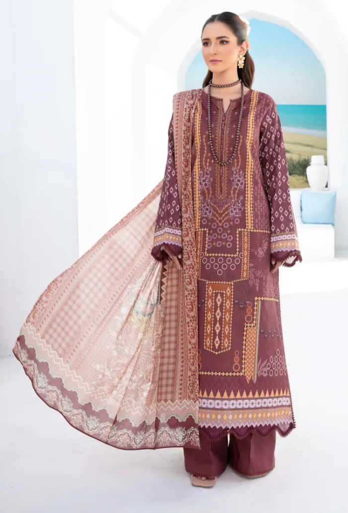 Saira Bano By Humdum Unstitched 3 Piece Emb Lawn Collection'2024-D-07