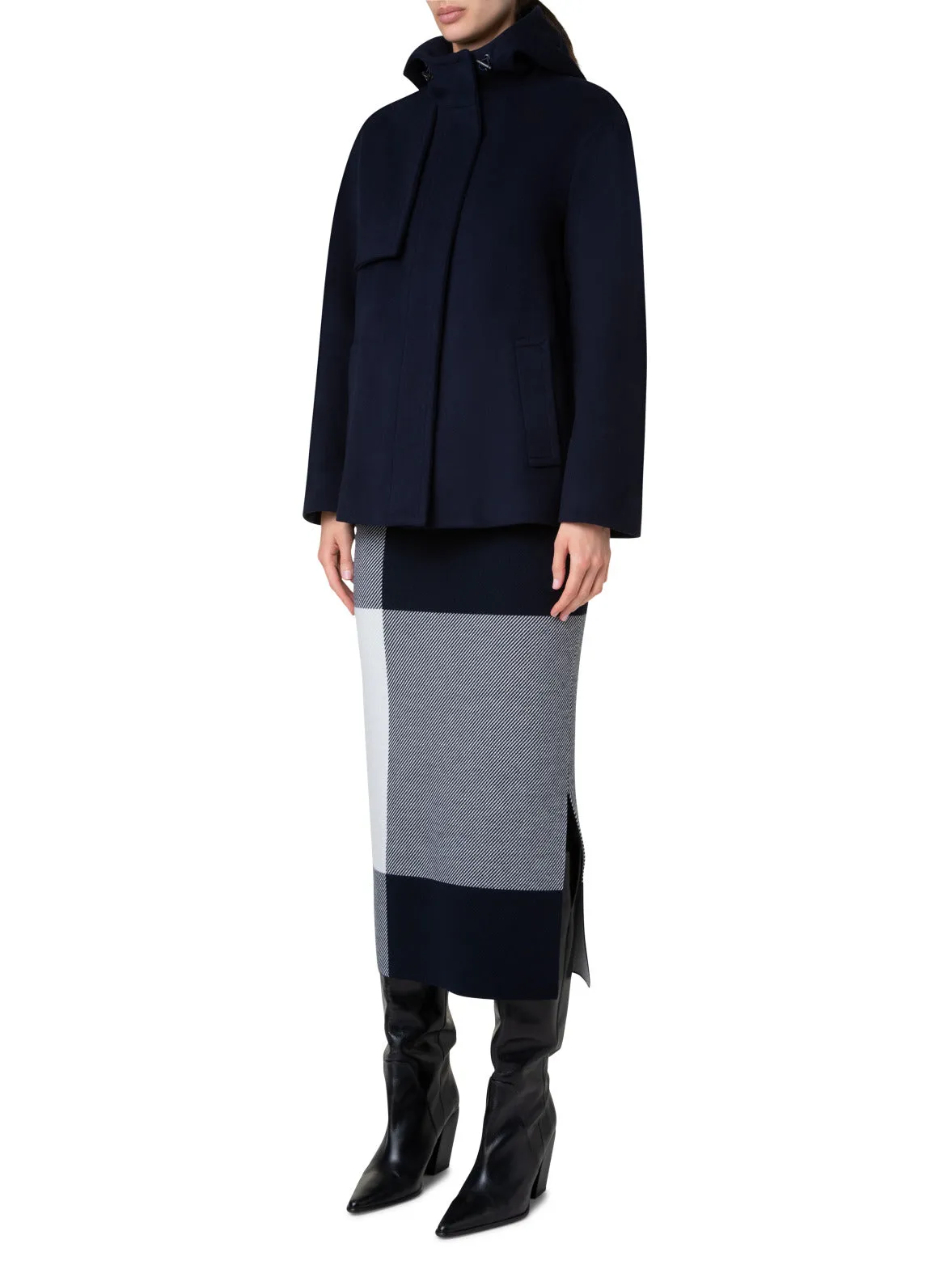 Short Felted Wool Coat with Hood