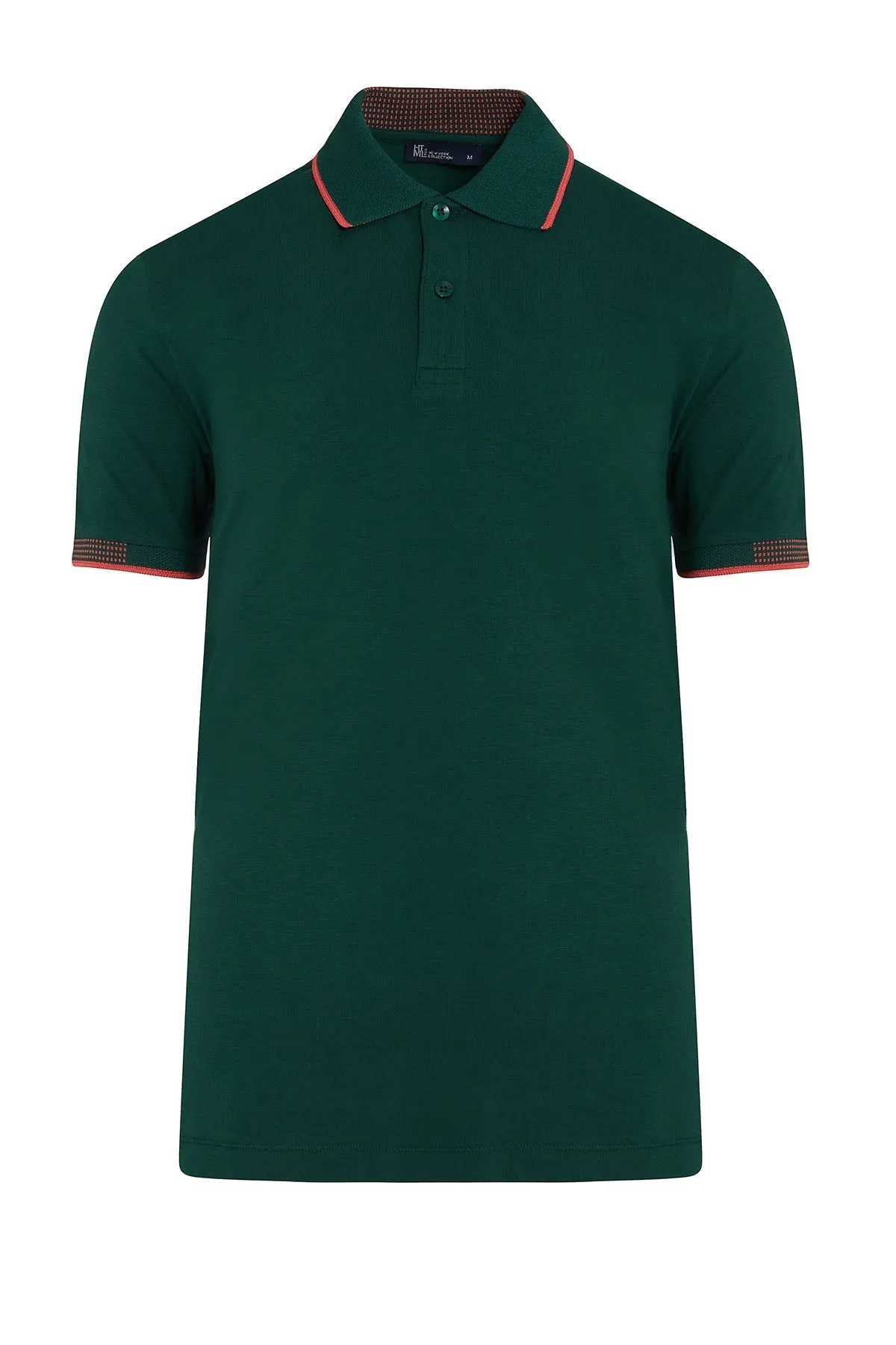 Slim Fit Basic Cotton Blend Green Polo T-Shirt