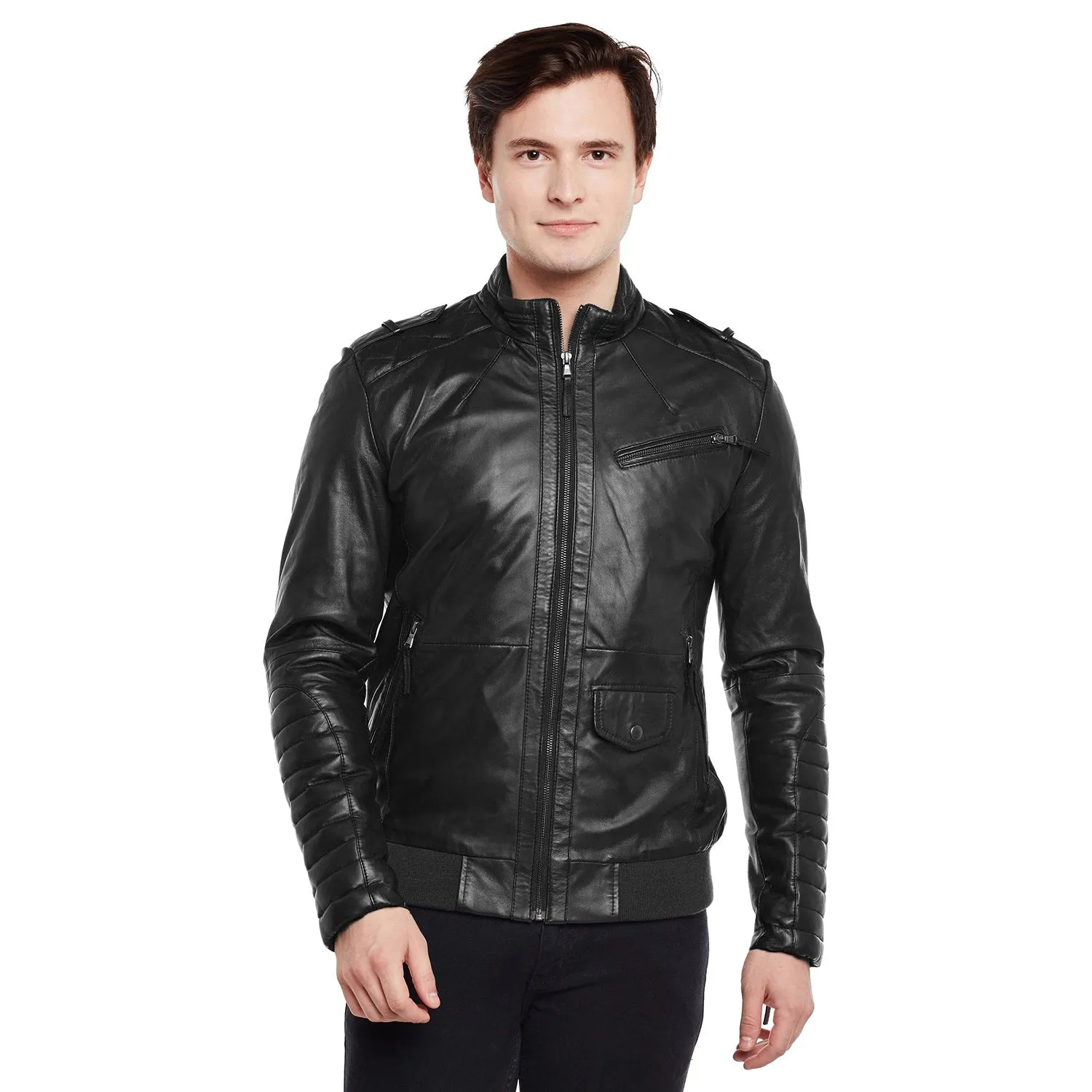 Slim Fit Black leather jacket