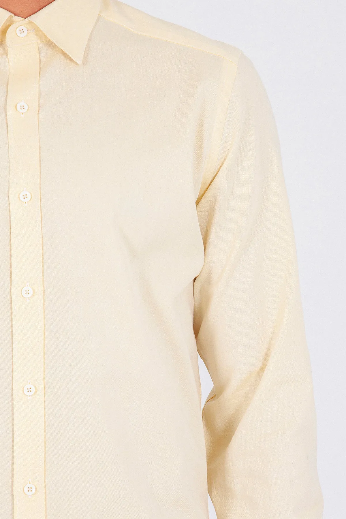 Slim Fit Long Sleeve Cotton Yellow Casual Shirt