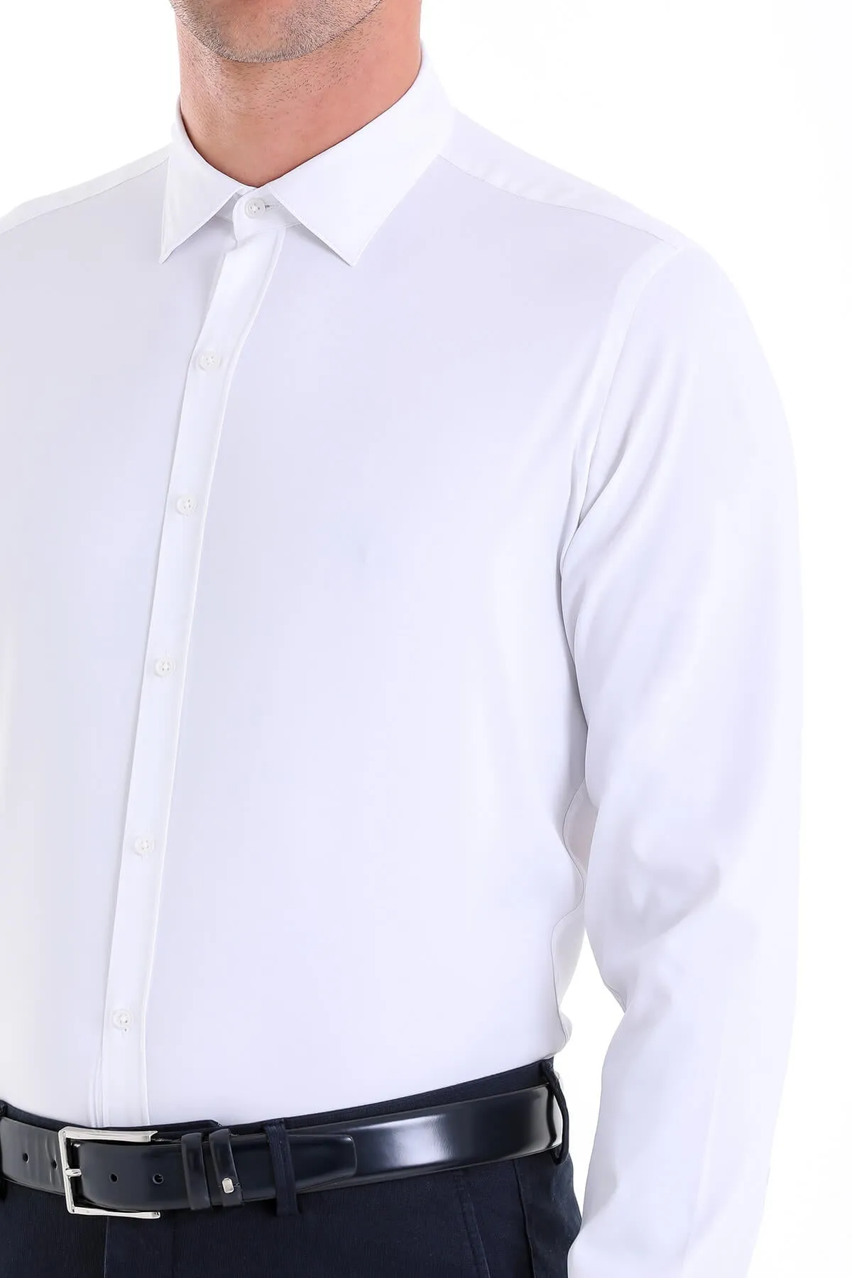 Slim Fit Long Sleeve White Casual Shirt