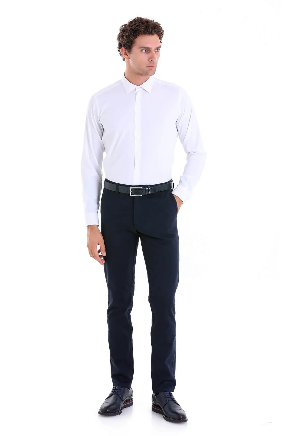 Slim Fit Long Sleeve White Casual Shirt