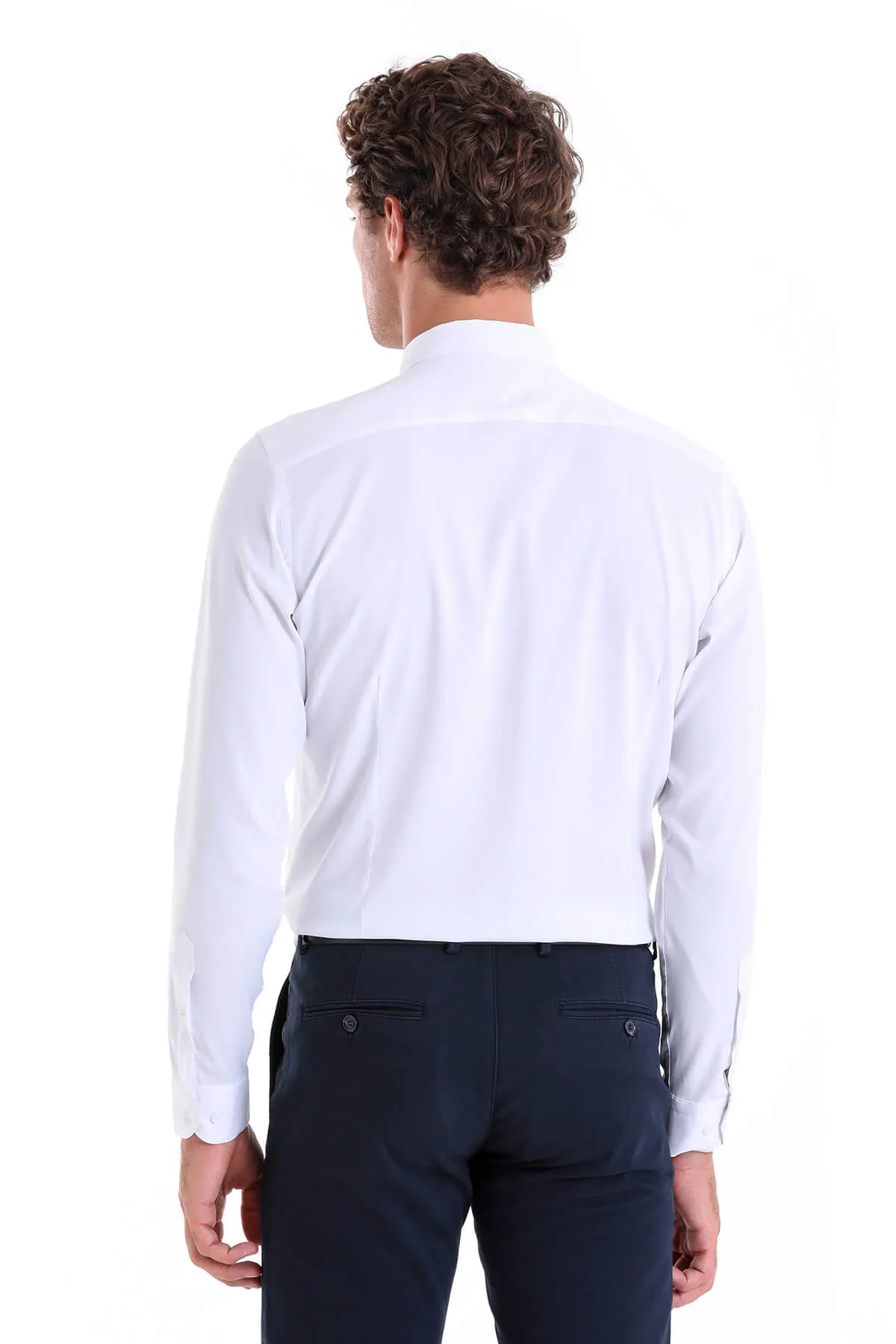 Slim Fit Long Sleeve White Casual Shirt