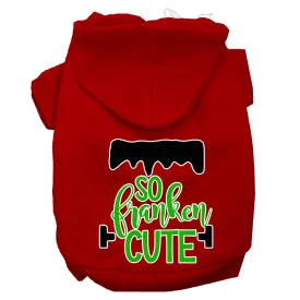 So Franken Cute Screen Print Dog Hoodie Red Xs