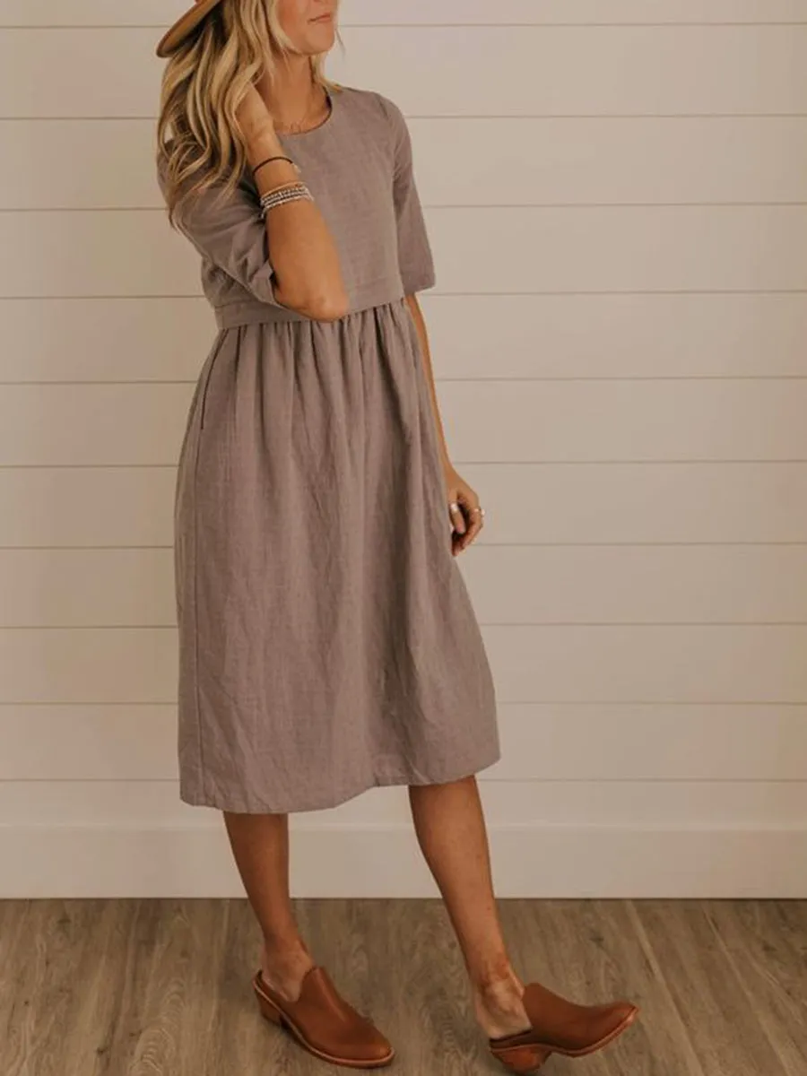 Solid Color Casual Solid Color Pocket Dress